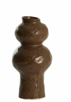 Light en Living Vaas deco Ø13x26 cm ROGANO keramiek donker bruin Hot