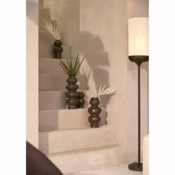 Light en Living Vaas deco Ø13x26 cm ROGANO keramiek donker bruin Hot