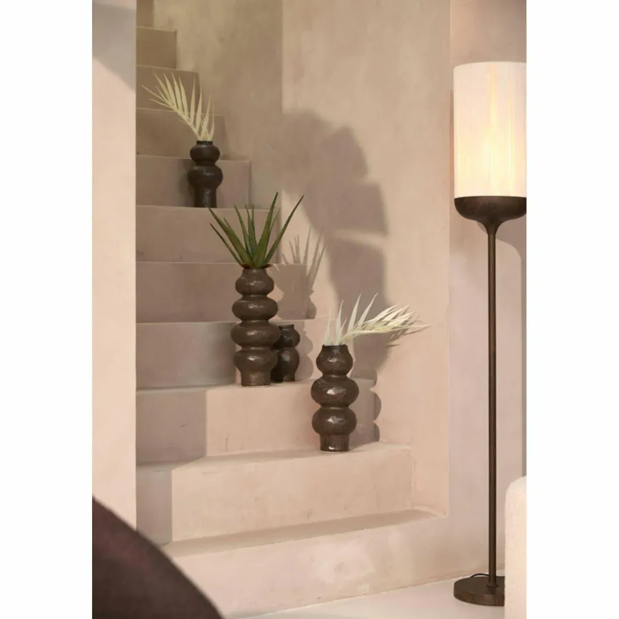 Light en Living Vaas deco Ø13x26 cm ROGANO keramiek donker bruin Hot