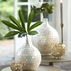 Light en Living Vaas deco Ø28x35 cm ELORZA bamboe crème