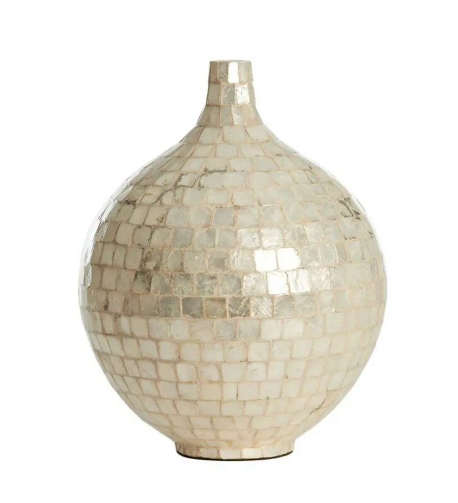 Light en Living Vaas deco Ø28x35 cm ELORZA bamboe crème