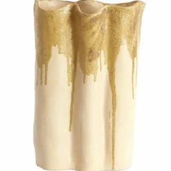 Light en Living Vaas deco 26x14x40 cm FLOVILLA keramiek crème+olijf groen Online