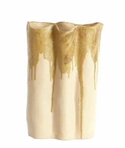 Light en Living Vaas deco 26x14x40 cm FLOVILLA keramiek crème+olijf groen Online
