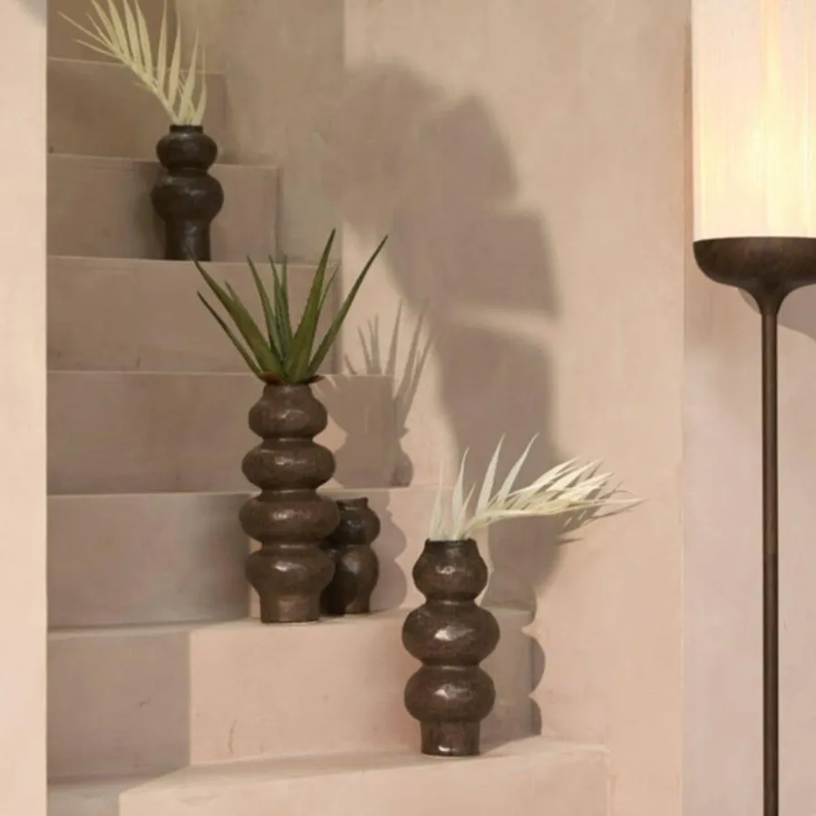Light en Living Vaas deco Ø15,5x37,5 cm ROGANO keramiek donker bruin Best