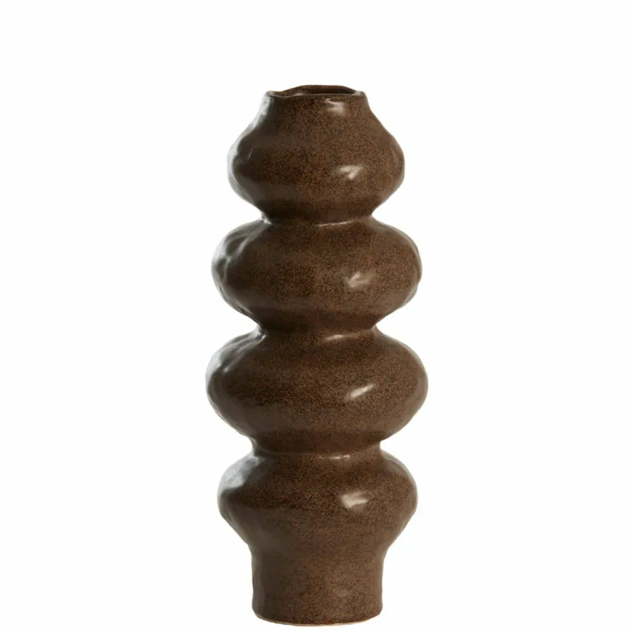 Light en Living Vaas deco Ø15,5x37,5 cm ROGANO keramiek donker bruin Best