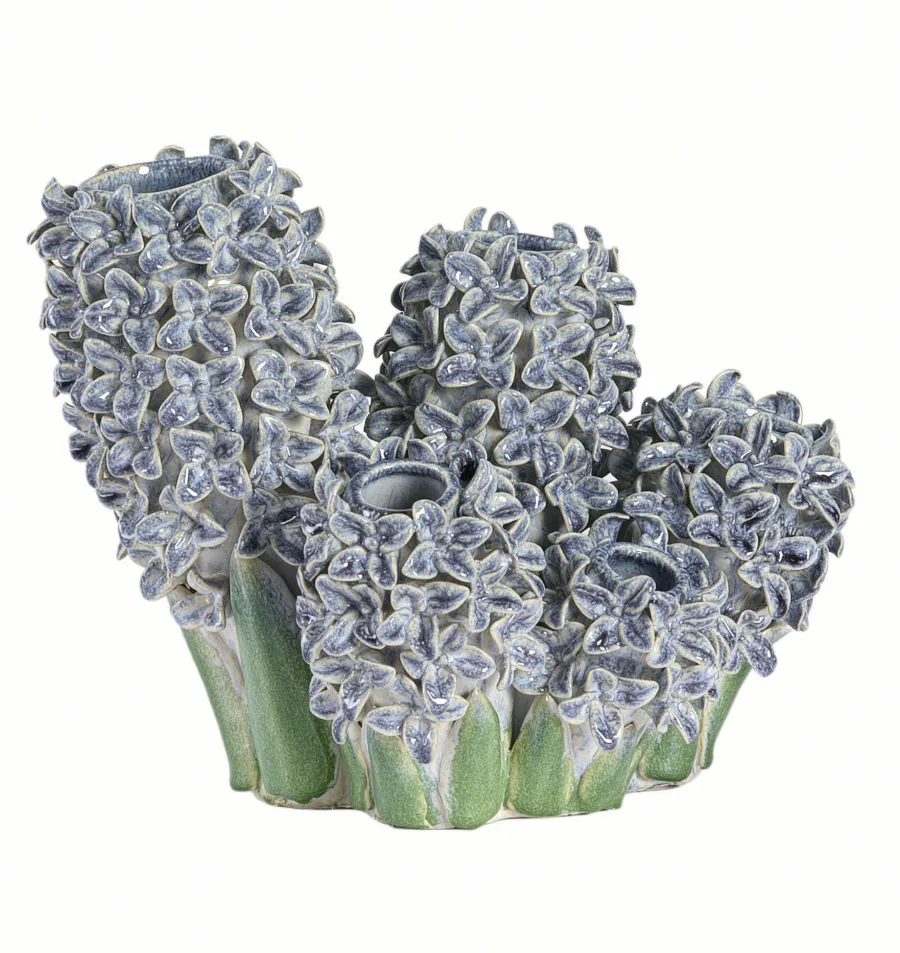 Light en Living Vaas deco 35x21x28 cm FLOWER keramiek blauw+groen Clearance