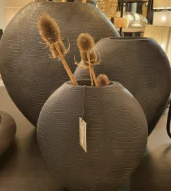 Light en Living Vaas deco 39x11x40 cm SKELD mat zwart