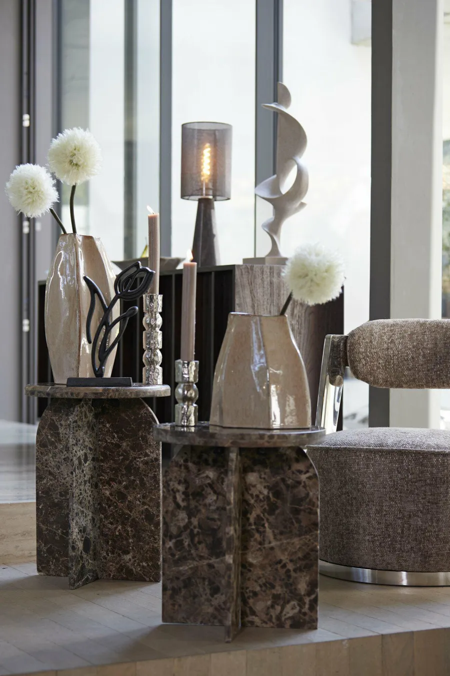 Light en Living Vaas deco 25,5x21,5x42,5 cm CHIADO glans beige Clearance