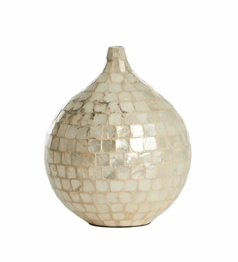 Light en Living Vaas deco Ø22x25 cm ELORZA bamboe crème Outlet