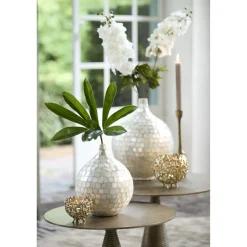 Light en Living Vaas deco Ø22x25 cm ELORZA bamboe crème Outlet