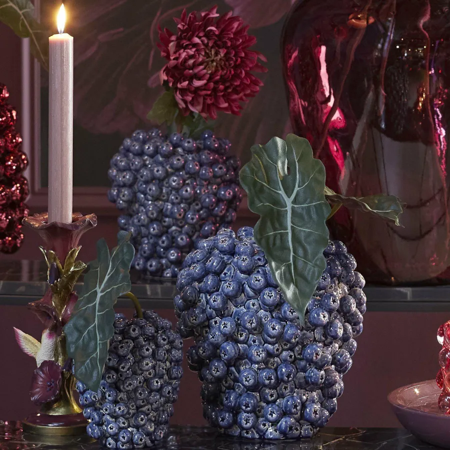 Light en Living Vaas deco Ø20X22,5 cm BERRIES keramiek donkerblauw New