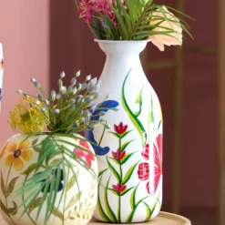 Light en Living Vaas deco Ø20x45 cm EKIMULI wit+bloemen Discount