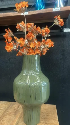 Light en Living Vaas deco Ø27x49 cm SINDO glanzend donker olijf groen+zwart Hot