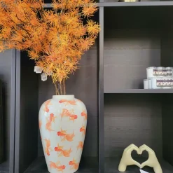Light en Living Vaas deco Ø28X42 cm Fish keramiek wit+oranje New