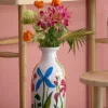 Light en Living Vaas deco Ø15x36 cm EKIMULI wit+bloemen