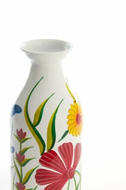 Light en Living Vaas deco Ø15x36 cm EKIMULI wit+bloemen