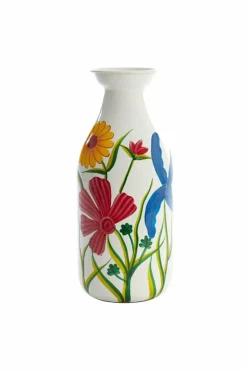 Light en Living Vaas deco Ø15x36 cm EKIMULI wit+bloemen