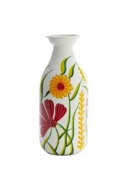 Light en Living Vaas deco Ø15x36 cm EKIMULI wit+bloemen