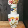 Light en Living Vaas deco Ø28x55 cm YVOTA wit+bloemen print New
