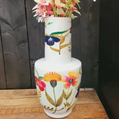 Light en Living Vaas deco Ø28x55 cm YVOTA wit+bloemen print New