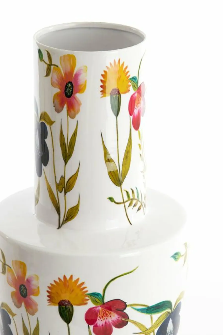 Light en Living Vaas deco Ø28x55 cm YVOTA wit+bloemen print New