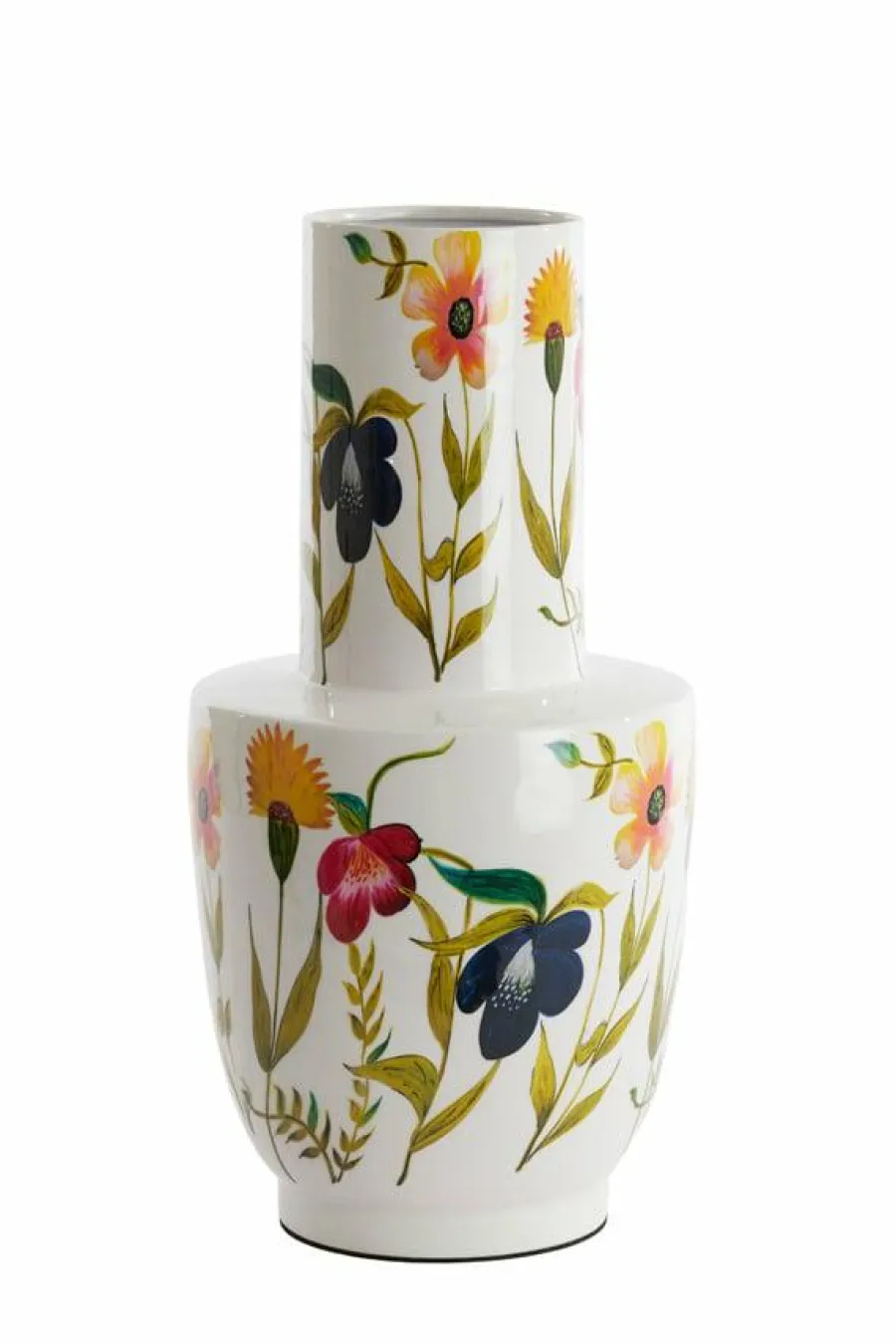 Light en Living Vaas deco Ø28x55 cm YVOTA wit+bloemen print New