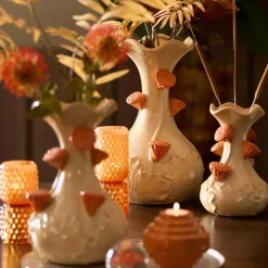 Light en Living Vaas deco Ø24x40 cm ODALI keramiek crème+oranje