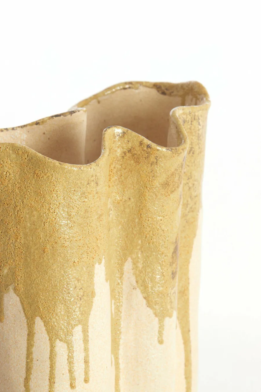 Light en Living Vaas deco 12x9,5x30 cm FLOVILLA keramiek crème+olijf groen Clearance