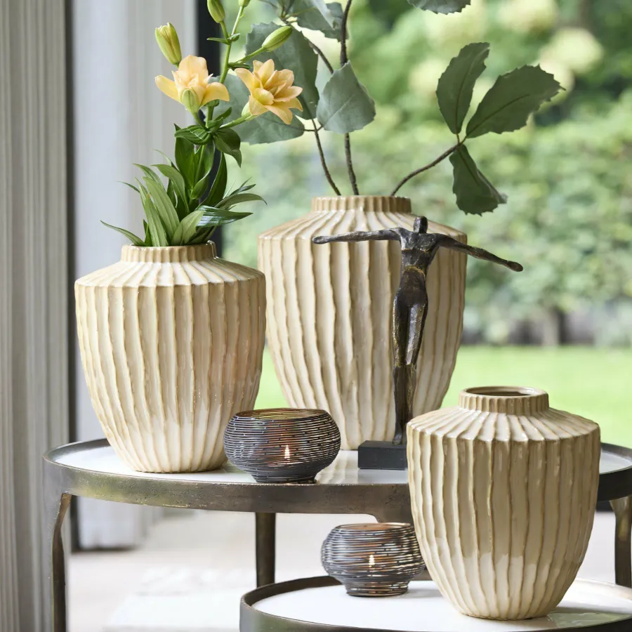 Light en Living Vaas deco Ø30X32 cm TALEA keramiek zand-beige Best