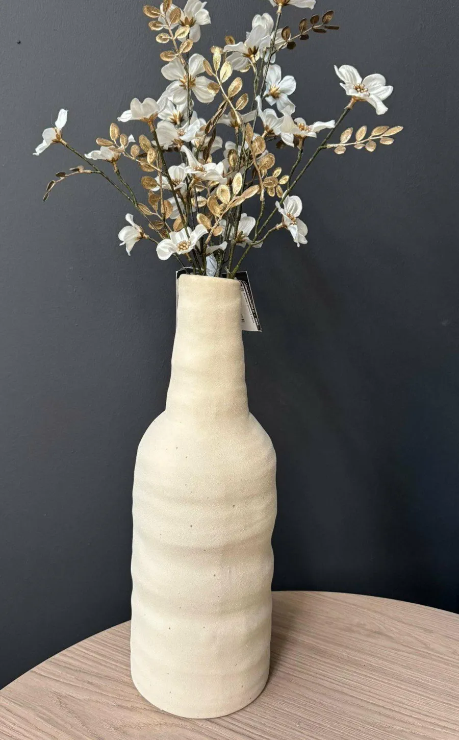 Light en Living Vaas deco Ø14,5x42 cm SESTO keramiek mat crème New
