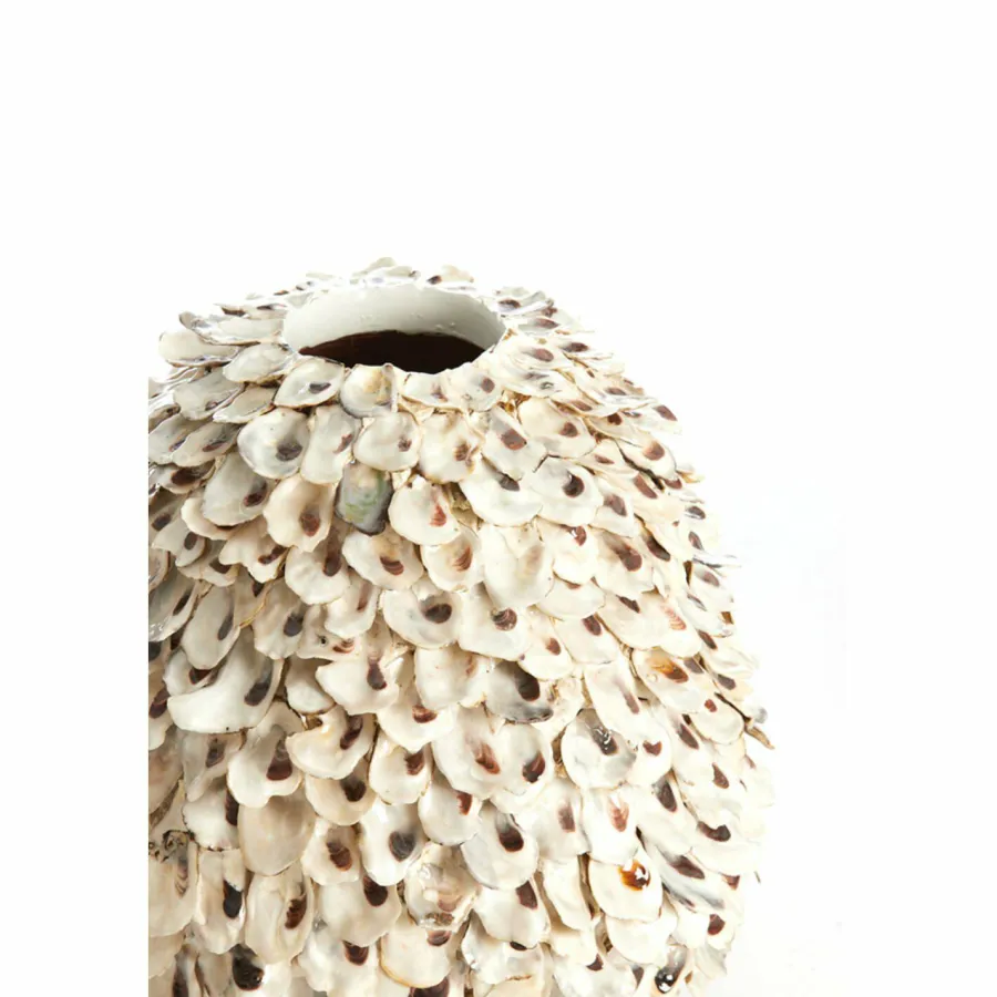 Light en Living Vaas deco Ø26x27 cm UBATE bamboe+schelp crème+bruin Sale