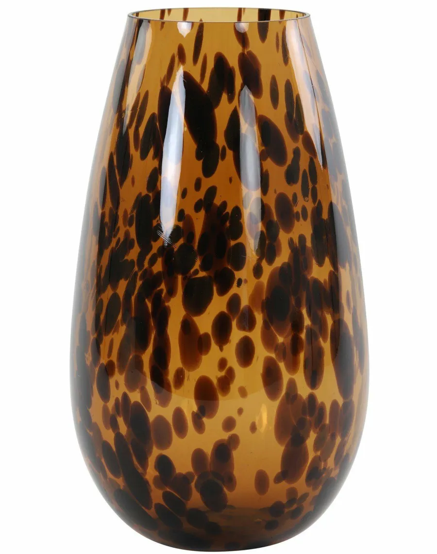 Light en Living Vaas IZEDA glas bruin-zwart - Ø23x40 cm Outlet