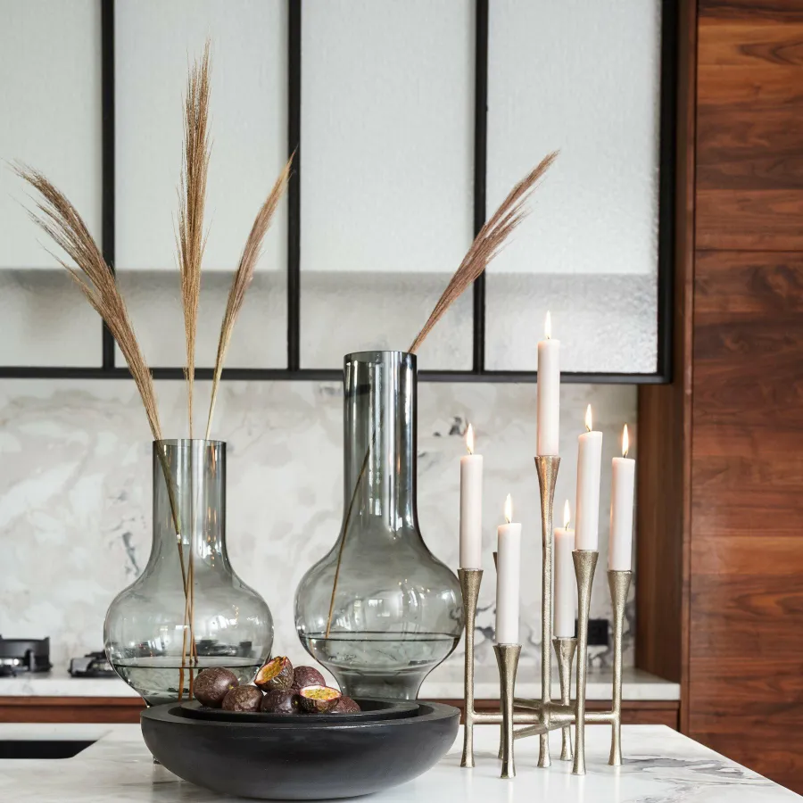 Light en Living Vaas KAELA glas grijs - 2 maten Clearance