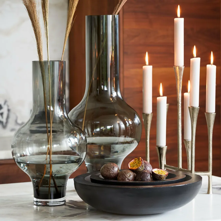 Light en Living Vaas KAELA glas grijs - 2 maten Clearance