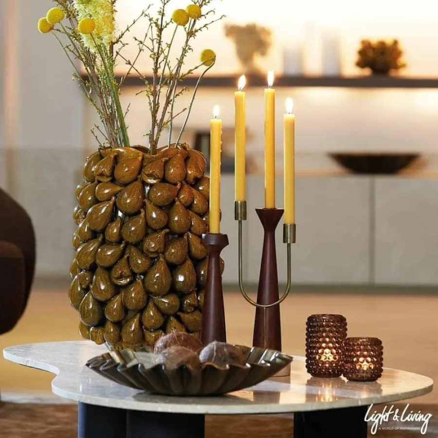 Light en Living Vaas NATALIA keramiek geel-bruin - 2 afmetingen Online