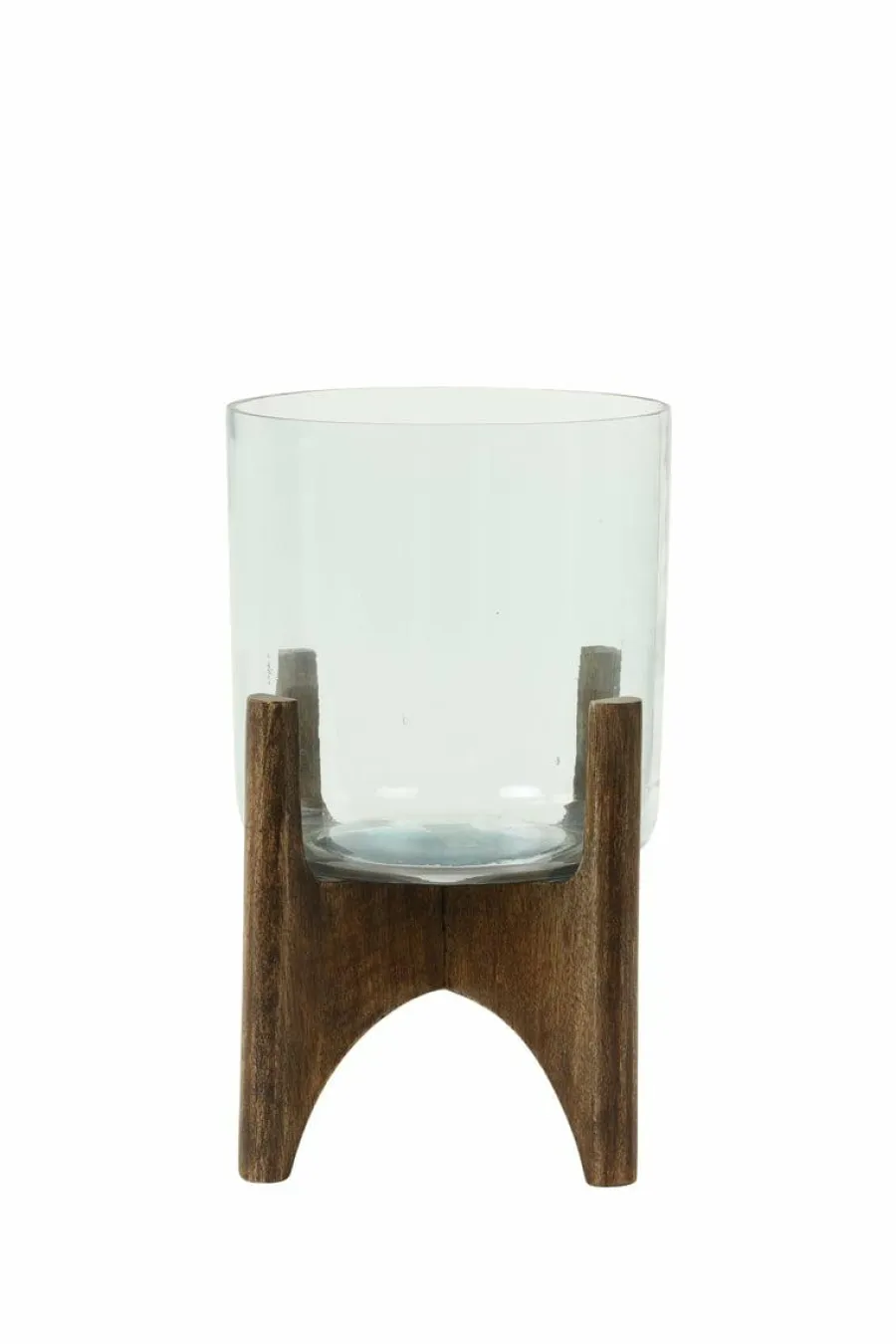 Light en Living Vaas op voet JACE glas+hout bruin - 2 afmetingen Outlet