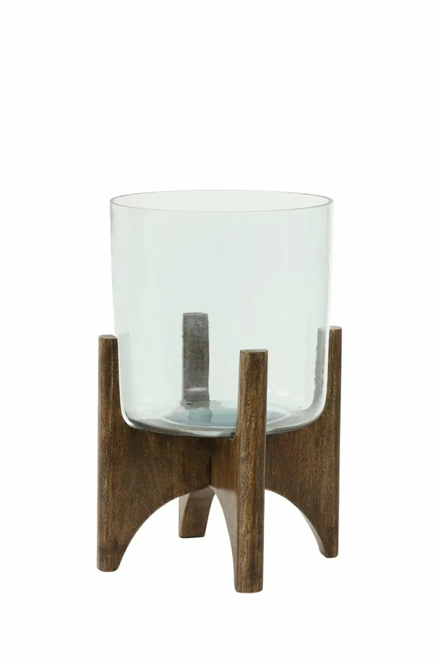 Light en Living Vaas op voet JACE glas+hout bruin - 2 afmetingen Outlet