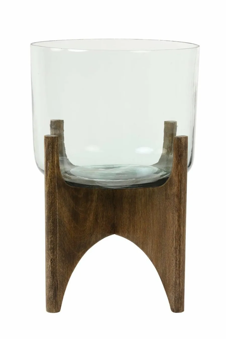 Light en Living Vaas op voet JACE glas+hout bruin - 2 afmetingen Outlet