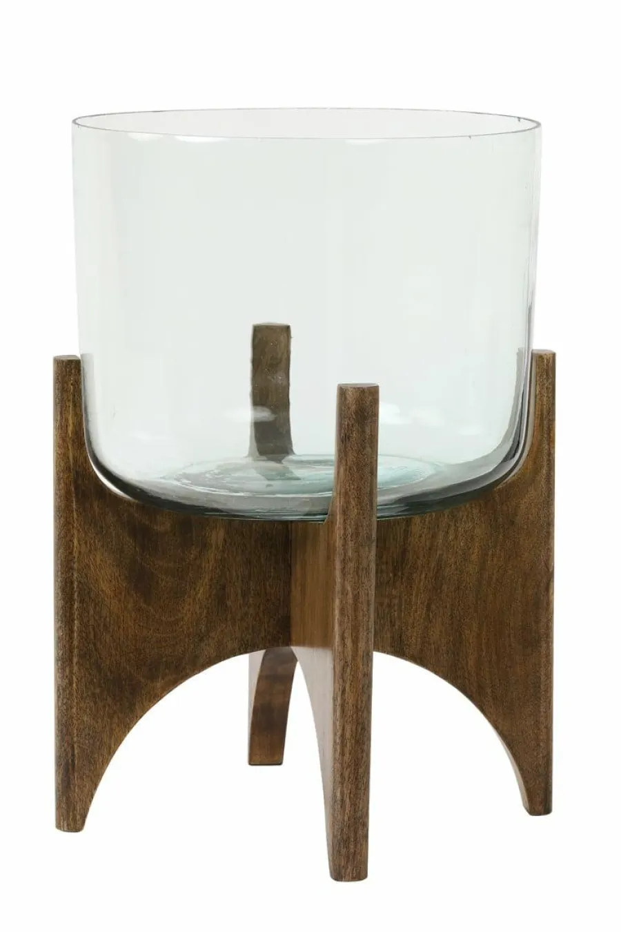 Light en Living Vaas op voet JACE glas+hout bruin - 2 afmetingen Outlet
