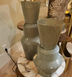 Light en Living Vaas TROSMU glas donker groen-goud - 2 maten Clearance