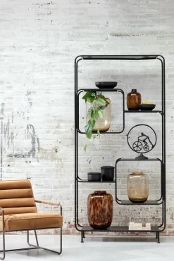 Light en Living Vaas Ø16x25 cm DAKAR Glas bruin-zwart New