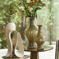 Light en Living Vaas Ø14,5x29,5 cm JORVEN glas taupe + olijfgroen Best