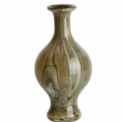 Light en Living Vaas Ø14,5x29,5 cm JORVEN glas taupe + olijfgroen Best