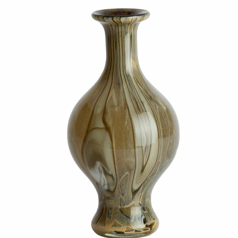 Light en Living Vaas Ø14,5x29,5 cm JORVEN glas taupe + olijfgroen Best