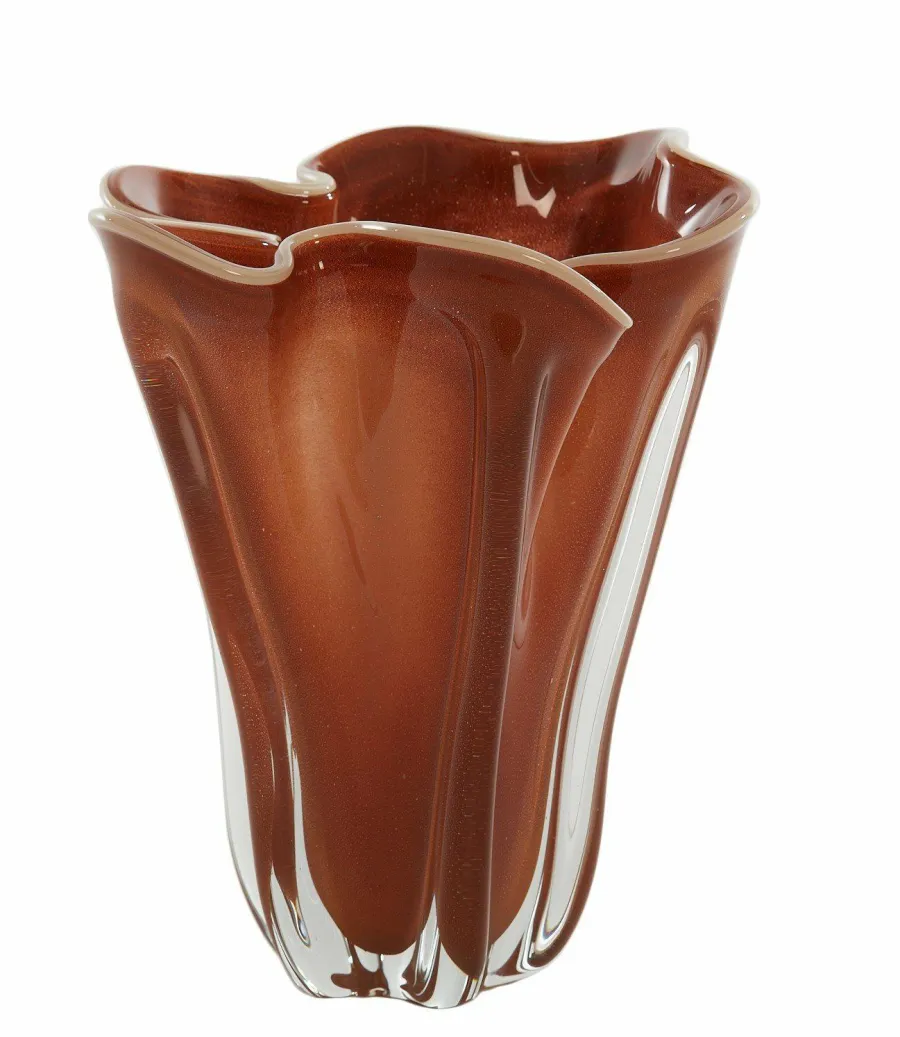 Light en Living Vaas Ø22X27 cm KAZUNO Glas helder terra+creme New