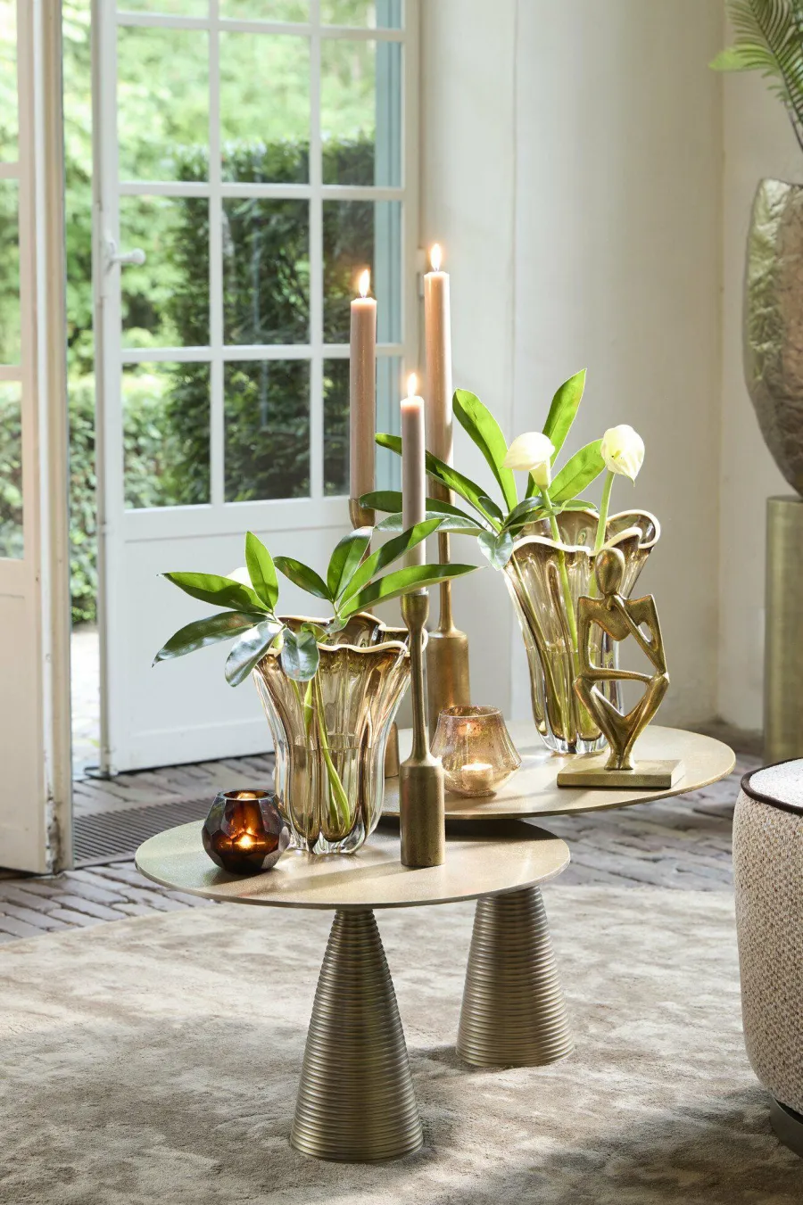 Light en Living Vaas Ø22X27 cm KAZUNO Glas helder bruin+grijs+creme Sale