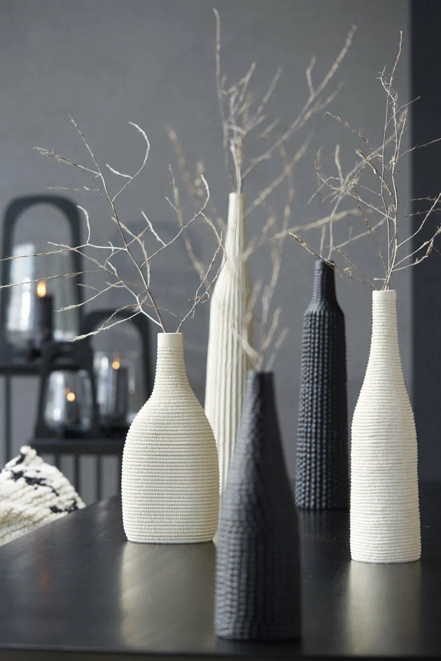 Light en Living Vaas Ø9,5x46 cm ANGIRA mat zwart Best
