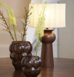 Light en Living Vaas Ø16,5x19 cm OWL glas donker bruin Outlet