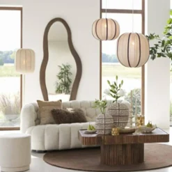 Light en Living Vloerlamp SOLUNE Ø35x165 cm Naturel + Crème – Light & Living Clearance