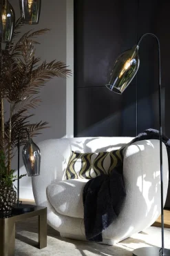 Light en Living Vloerlamp 67x30,5x160 cm LUKARO glas smoke+mat zwart Clearance